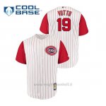 Maglia Baseball Uomo Cincinnati Reds 19 Joey Votto Throwback 1961 Cool Base Bianco Rosso