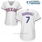 Maglia Baseball Donna Texas Rangers 7 Pudge Rodriguez Bianco2017 Cool Base
