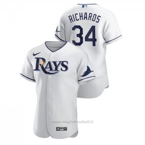 Maglia Baseball Uomo Tampa Bay Rays Trevor Richards Autentico Bianco