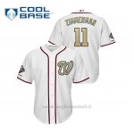 Maglia Baseball Uomo Washington Nationals 11 Ryan Zimmerman 2019 Gold Program Cool Base Bianco