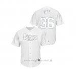 Maglia Baseball Hombre Tampa Bay Rays 36 Andrew Kittredge 2019 Players Weekend Replica Bianco