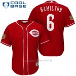 Maglia Baseball Uomo Cincinnati Reds Billy Hamilton Scarlet 2017 Allenamento Primaverile Cool Base Giocatore
