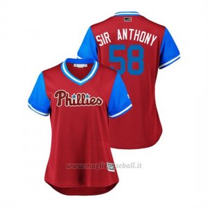 Maglia Baseball Donna Philadelphia Phillies Seranthony Dominguez 2018 Llws Players Weekend Sir Anthony Scarlet