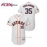 Maglia Baseball Uomo Houston Astros 35 Justin Verlander 2019 Postseason Flex Base Bianco