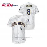 Maglia Baseball Uomo Milwaukee Brewers Ryan Braun 150th Aniversario Patch Autentico Flex Base Bianco Blu