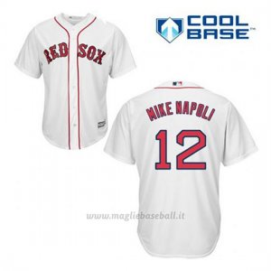 Maglia Baseball Uomo Boston Red Sox 12 Mike Napoli Bianco 1ªCool Base