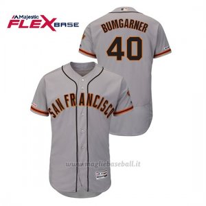 Maglia Baseball Uomo San Francisco Giants Madison Bumgarner 150th Aniversario Patch Autentico Flex Base Grigio2