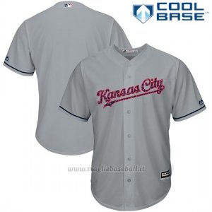 Maglia Baseball Uomo Kansas City Royals 2017 Estrellas y Rayas Grigio Cool Base
