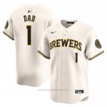 Maglia Baseball Uomo Milwaukee Brewers #1 Dad Home Limited Crema