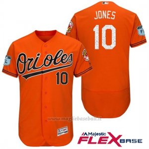 Maglia Baseball Uomo Baltimore Orioles 10 Adam Jones Arancione 2017 Allenamento Primaverile Flex Base Giocatore