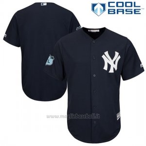 Maglia Baseball Uomo New York Yankees New York Blu 2017 Allenamento Primaverile Cool Base