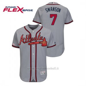 Maglia Baseball Uomo Atlanta Braves Dansby Swanson 150th Aniversario Patch Autentico Flex Base Grigio