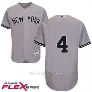 Maglia Baseball Uomo New York Yankees Lou Gehrig Majestic Autentico Collezione Flex Base Grigio