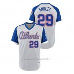 Maglia Baseball Hombre Atlanta Braves 29 John Smoltz Turn Back The Clock 1979 Autentico Grigio Blu