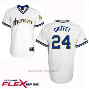 Maglia Baseball Uomo Seattle Mariners Ken Griffey Majestic Autentico Collezione Flex Base Bianco