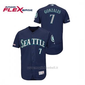 Maglia Baseball Uomo Seattle Mariners Marco Gonzales 150th Aniversario Patch Autentico Flex Base Blu
