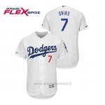 Maglia Baseball Uomo Los Angeles Dodgers Julio Urias 150th Aniversario Patch Flex Base Bianco
