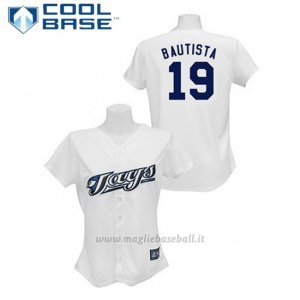 Maglia Baseball Uomo Toronto Blue Jays Jose Bautista 19 Bianco Cool Base