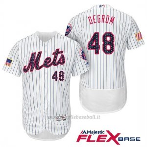 Maglia Baseball Uomo New York Mets 2017 Estrellas y Rayas Jacob Degrom Bianco Flex Base