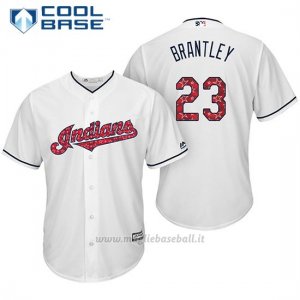 Maglia Baseball Uomo Cleveland Indians 2017 Estrellas y Rayas 23 Michael Brantley Bianco Cool Base