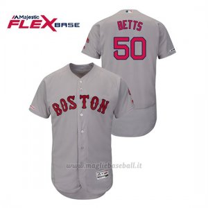 Maglia Baseball Uomo Boston Red Sox Mookie Betts 150th Aniversario Patch Autentico Flex Base Grigio