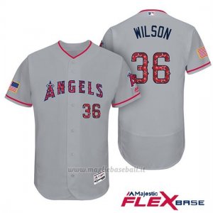 Maglia Baseball Uomo Los Angeles Angels 2017 Estrellas y Rayas C.j. Wilson Grigio Flex Base