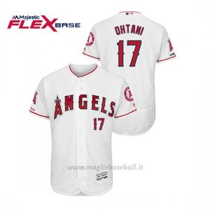 Maglia Baseball Uomo Los Angeles Angels Shohei Ohtani 150th Aniversario Patch Flex Base Bianco