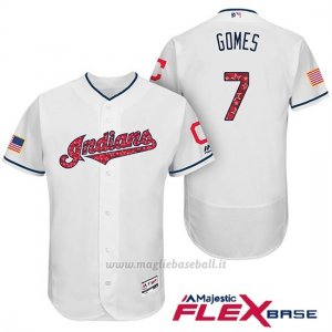 Maglia Baseball Uomo Cleveland Indians 2017 Estrellas y Rayas Yan Gomes Bianco Flex Base