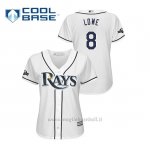Maglia Baseball Donna Tampa Bay Rays 8 Brandon Lowe 2019 Postseason Cool Base Bianco