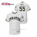 Maglia Baseball Uomo Pittsburgh Pirates Josh Bell 150th Aniversario Patch Autentico Flex Base Bianco