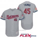Maglia Baseball Uomo Baltimore Orioles 2017 Estrellas Y Rayas 45 Mark Trumbo Grigio Flex Base