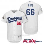 Maglia Baseball Uomo Los Angeles Dodgers 2017 World Series Yasiel Puig Bianco Flex Base