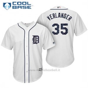 Maglia Baseball Uomo Detroit Tigers 2017 Estrellas y Rayas Justin Verlander Bianco Cool Base