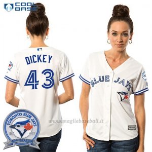 Maglia Baseball Donna Toronto Blue Jays R A Dickey 43 Bianco Cool Base 40 Anniversario