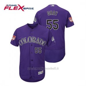 Maglia Baseball Uomo Colorado Rockies Jon Grigio Flex Base Entrenamiento De Primavera 2019 Viola