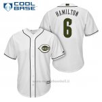Maglia Baseball Uomo Cincinnati Reds 6 Billy Hamilton Bianco2018 Alterner Cool Base