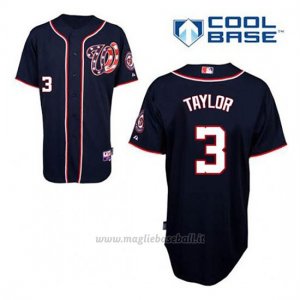 Maglia Baseball Uomo Washington Nationals Michael Taylor 3 Blu Blu Alterner Cool Base
