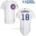 Maglia Baseball Uomo Chicago Cubs 18 Ben Zobrist Majestic Bianco Cool Base