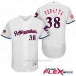 Maglia Baseball Uomo Milwaukee Brewers 2017 Estrellas y Rayas Wily Peralta Bianco Flex Base