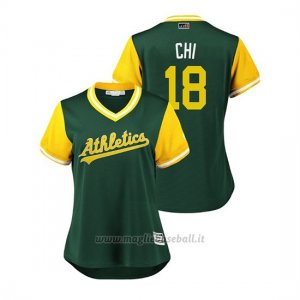 Maglia Baseball Donna Oakland Athletics Chad Pinder 2018 Llws Players Weekend Chi Green