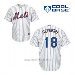 Maglia Baseball Uomo New York Mets Darryl Strawberry 18 Bianco 1ªCool Base