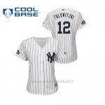 Maglia Baseball Donna New York Yankees 12 Troy Tulowitzki 2019 London Series Cool Base Bianco