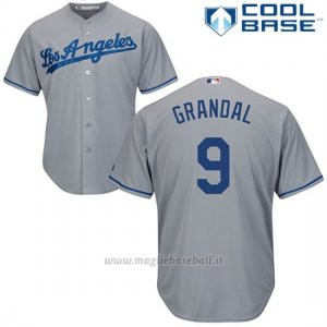 Maglia Baseball Uomo Los Angeles Dodgers 9 Yasmani Grandal Cool Base Grigio