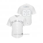 Maglia Baseball Hombre Toronto Blue Jays 63 Wilmer Font 2019 Players Weekend Replica Bianco
