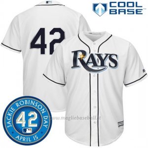 Maglia Baseball Uomo Tampa Bay Rays Jackie Robinson Cool Base Bianco Majestic