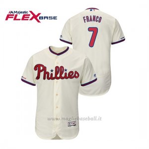 Maglia Baseball Uomo Philadelphia Phillies Maikel Franco 150th Aniversario Patch Flex Base Crema