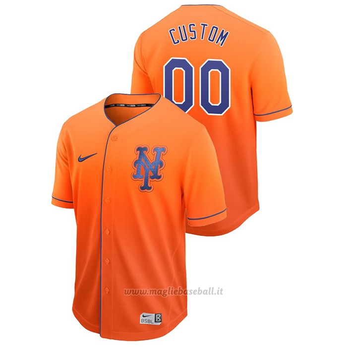 Maglia Baseball Uomo New York Mets Personalizzate Fade Autentico Arancione